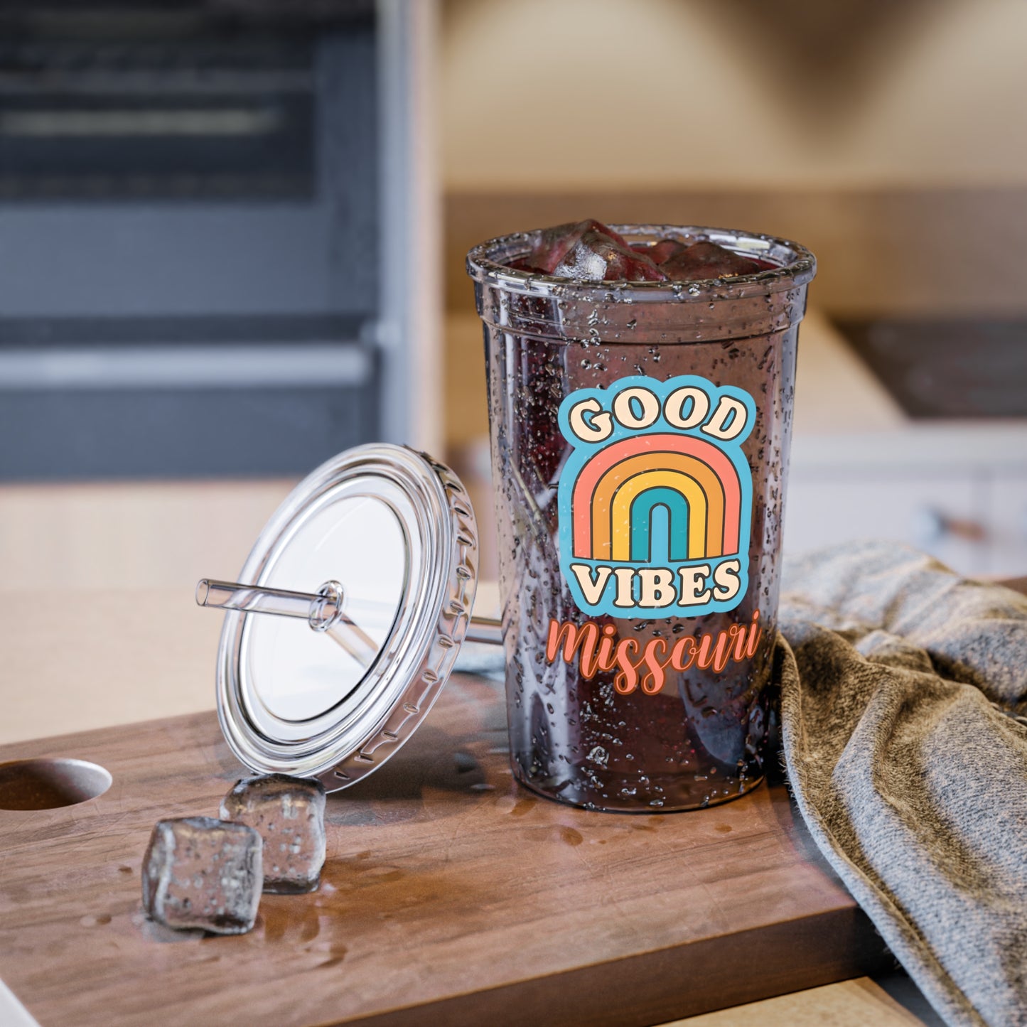 Acrylic Cup with Good Vibes Rainbow Missouri Travel Tumbler