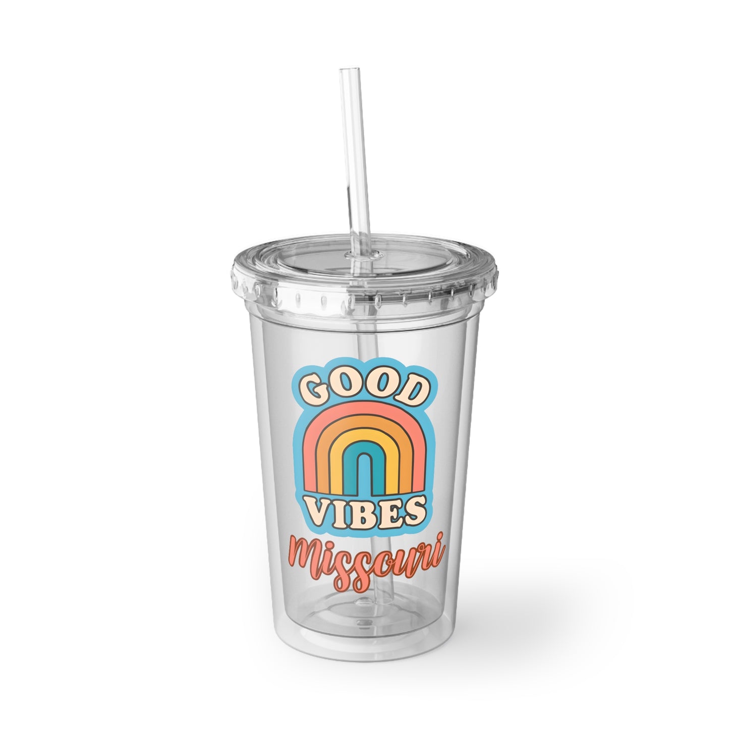 Acrylic Cup with Good Vibes Rainbow Missouri Travel Tumbler