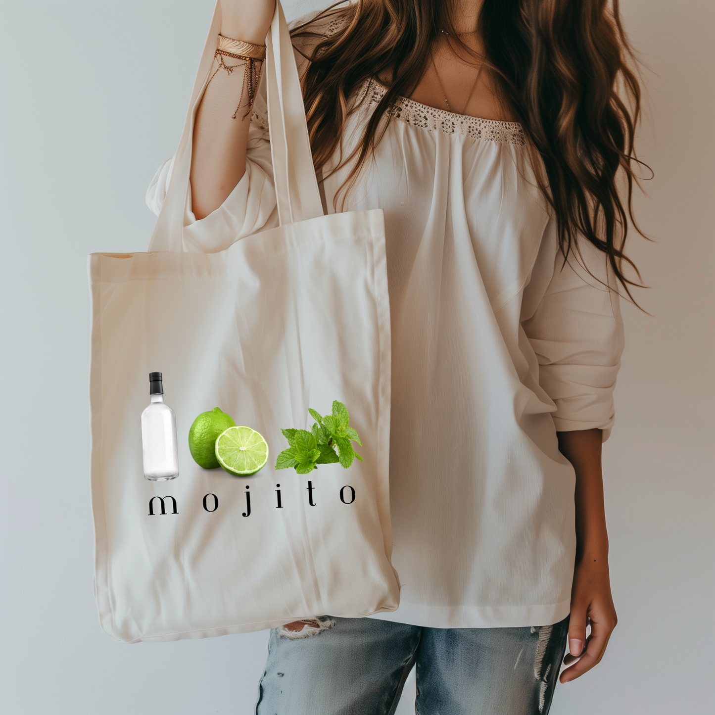 Mojito Tote Bag - Summer Vibes, Beach, Party, Gift for Cocktail Lovers, Eco-Friendly Reusable Bag, 90s, Nineties, for Her Him