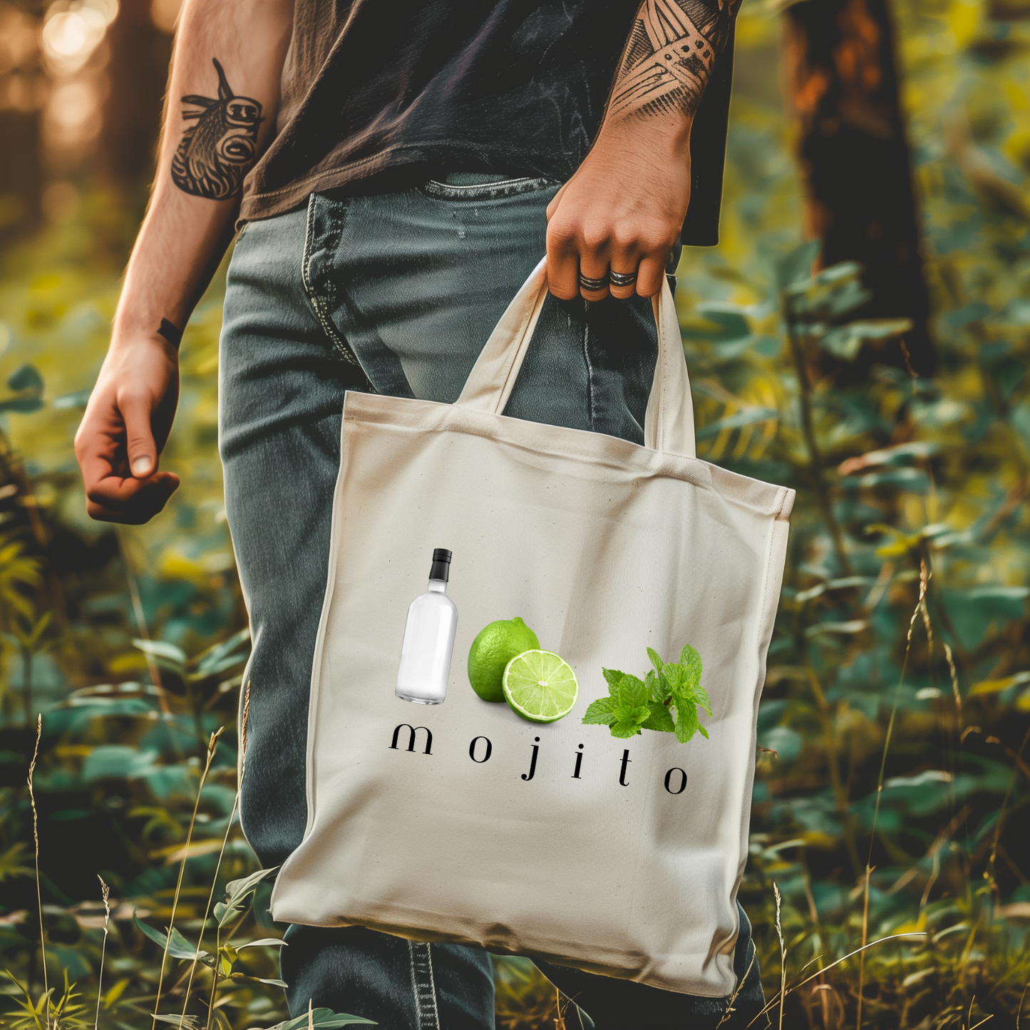 Mojito Tote Bag - Summer Vibes, Beach, Party, Gift for Cocktail Lovers, Eco-Friendly Reusable Bag, 90s, Nineties, for Her Him