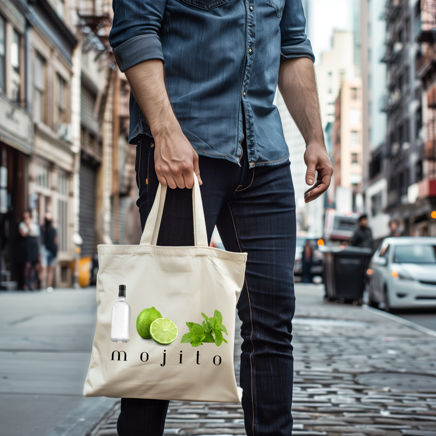 Mojito Tote Bag - Summer Vibes, Beach, Party, Gift for Cocktail Lovers, Eco-Friendly Reusable Bag, 90s, Nineties, for Her Him
