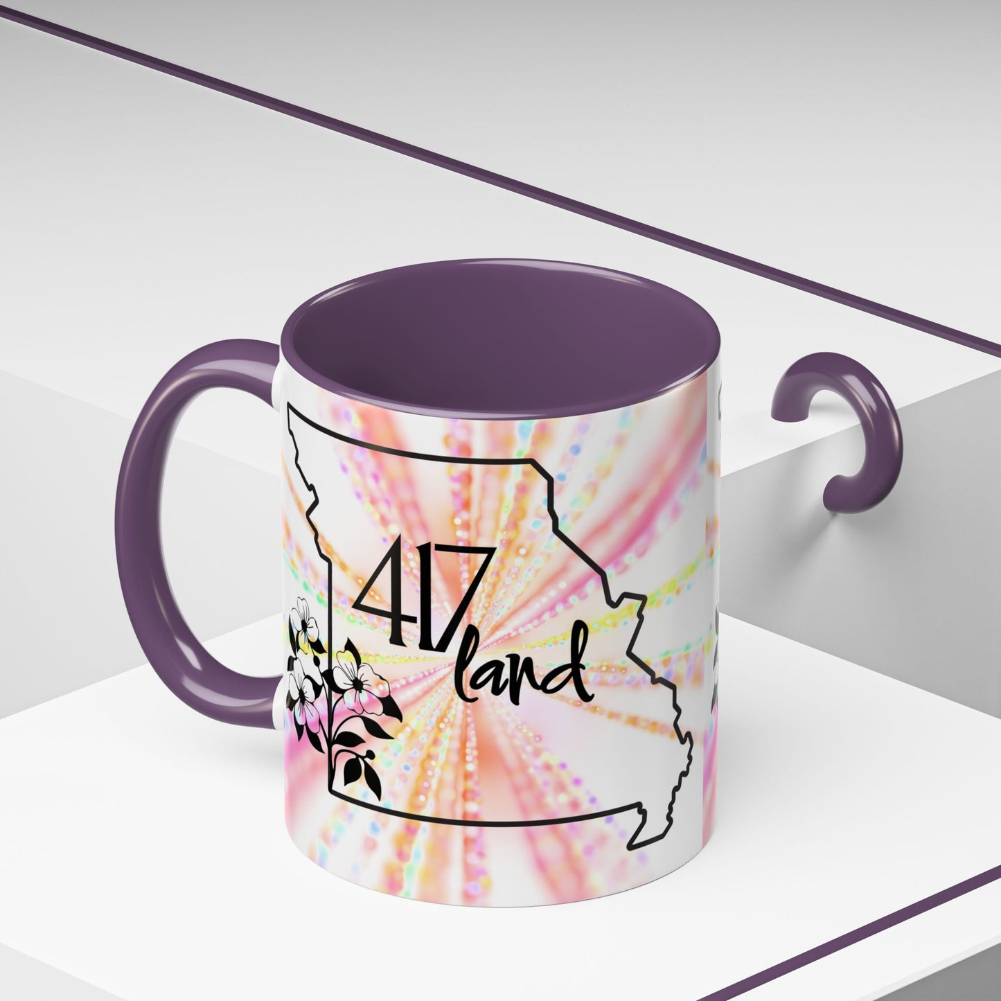 417 Land Missouri Coffee Mug — Floral State Outline Accent Mug (11/15 oz)