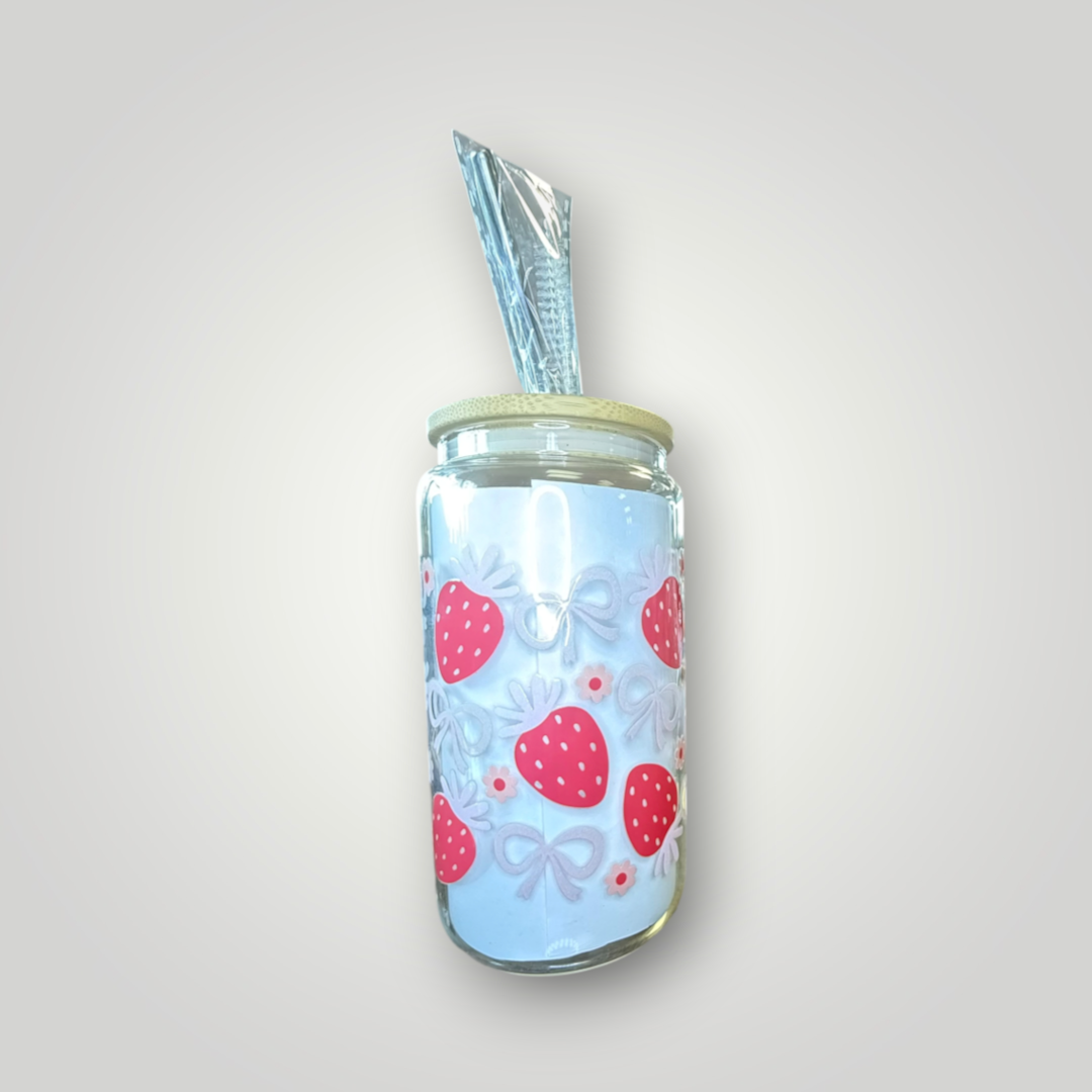 Strawberry & Bows Glass Tumbler ππ