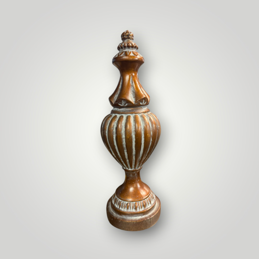 Ornate Brown & Distressed Cream Decorative Finial