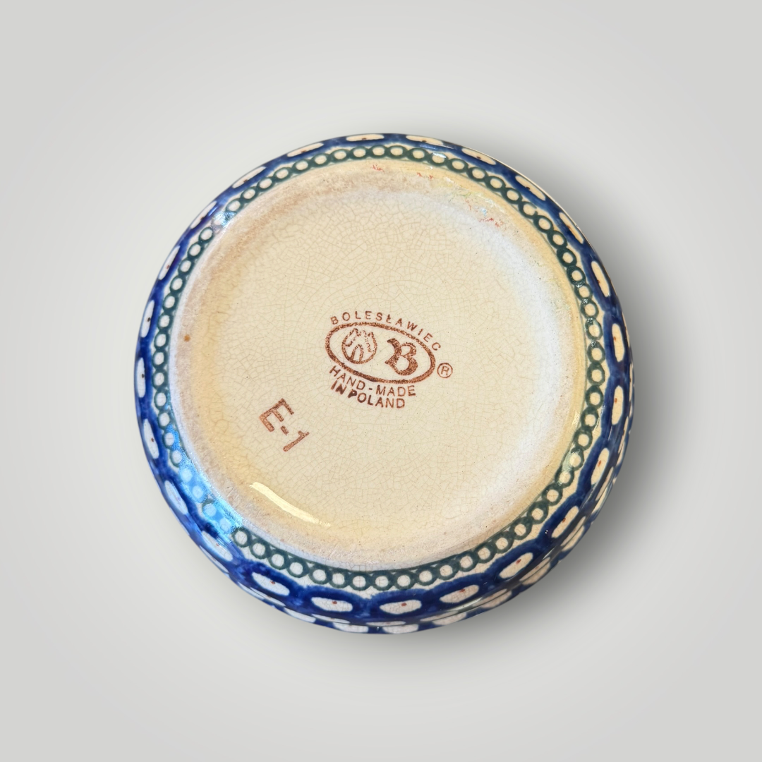 Bolesławiec Hand-Painted Polish Pottery Bowl – Blue & Green