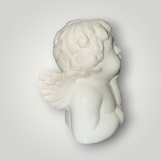 White Ceramic Cherub Angel Votive Candle Holder