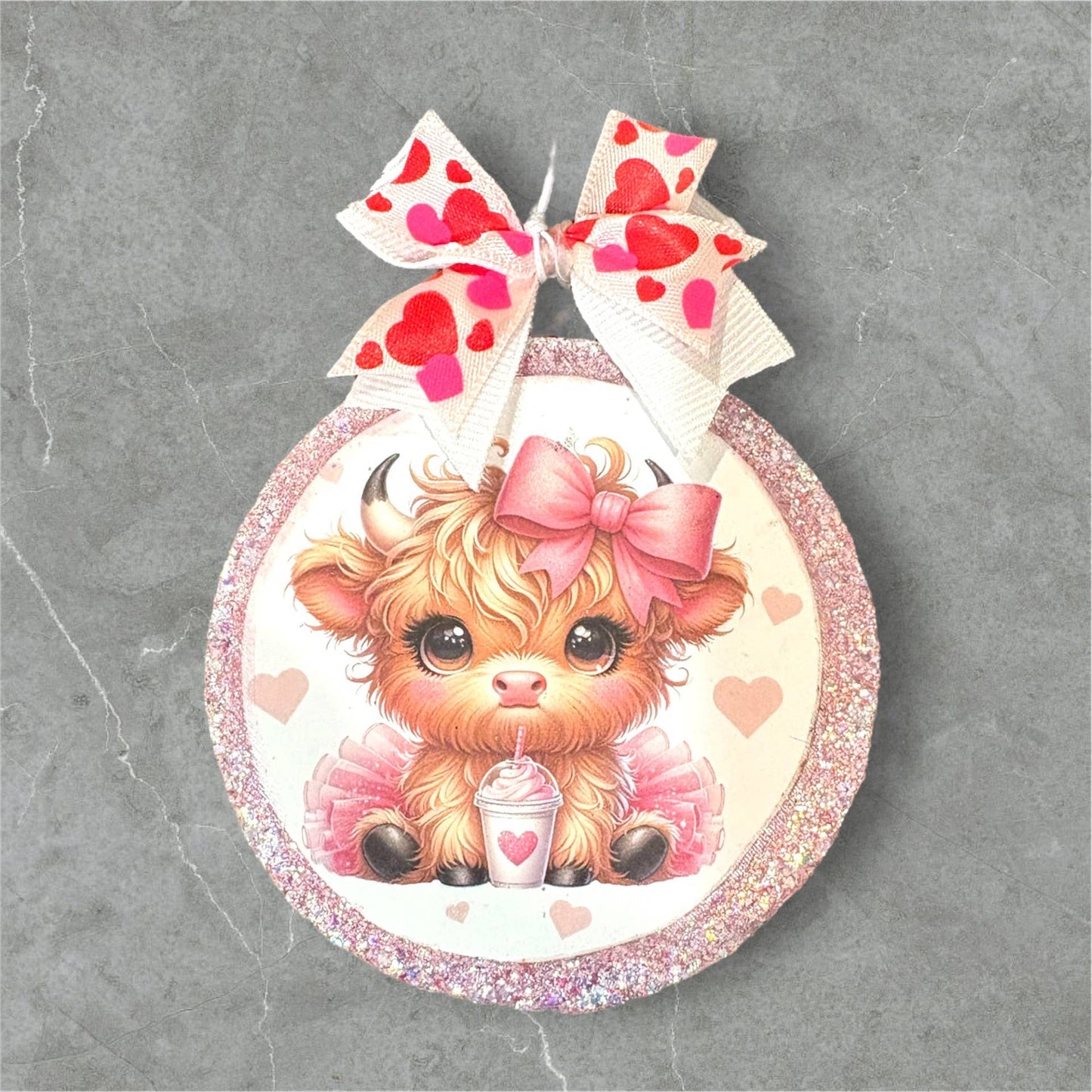 Cute Pink Highland Cow Car freshie: Pineapple Upside Down