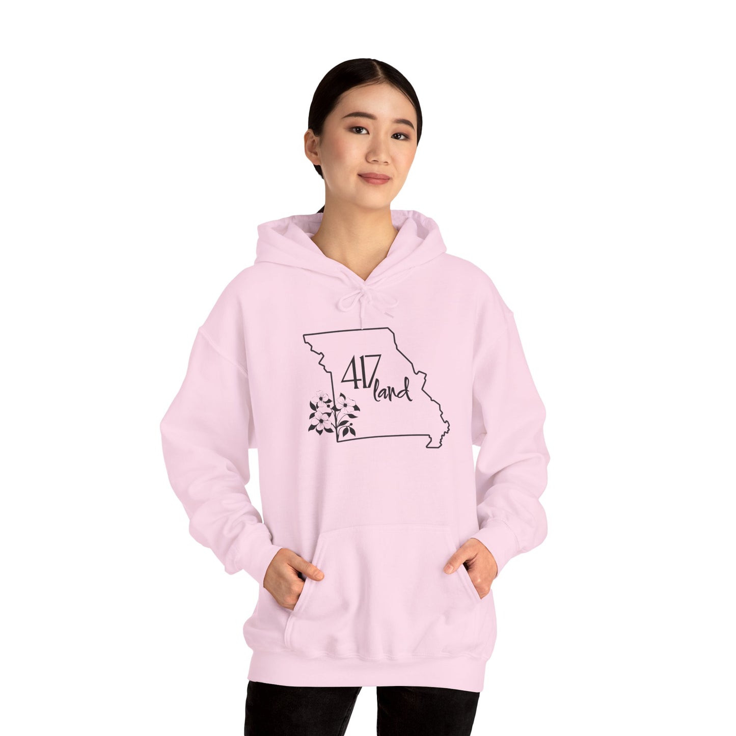 Missouri 417 Land Hoodie — Floral State Outline Sweatshirt