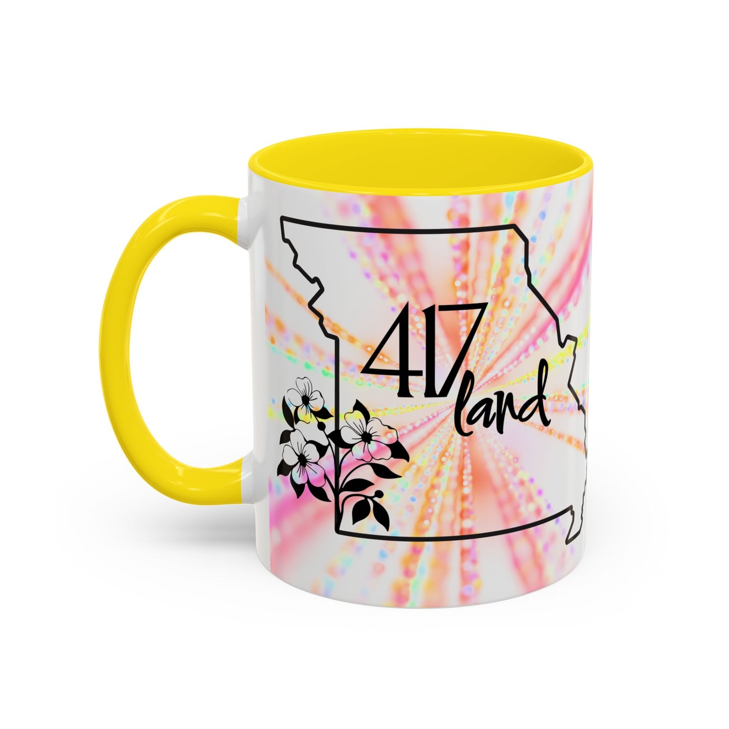 417 Land Missouri Coffee Mug — Floral State Outline Accent Mug (11/15 oz)