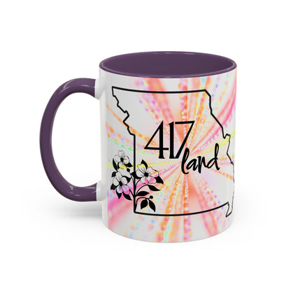 417 Land Missouri Coffee Mug — Floral State Outline Accent Mug (11/15 oz)