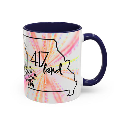 417 Land Missouri Coffee Mug — Floral State Outline Accent Mug (11/15 oz)