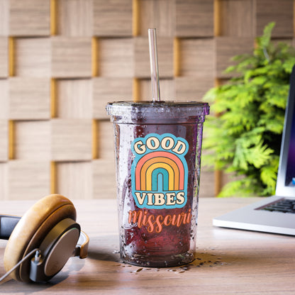 Acrylic Cup with Good Vibes Rainbow Missouri Travel Tumbler
