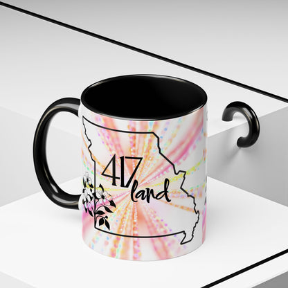 417 Land Missouri Coffee Mug — Floral State Outline Accent Mug (11/15 oz)