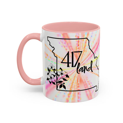 417 Land Missouri Coffee Mug — Floral State Outline Accent Mug (11/15 oz)