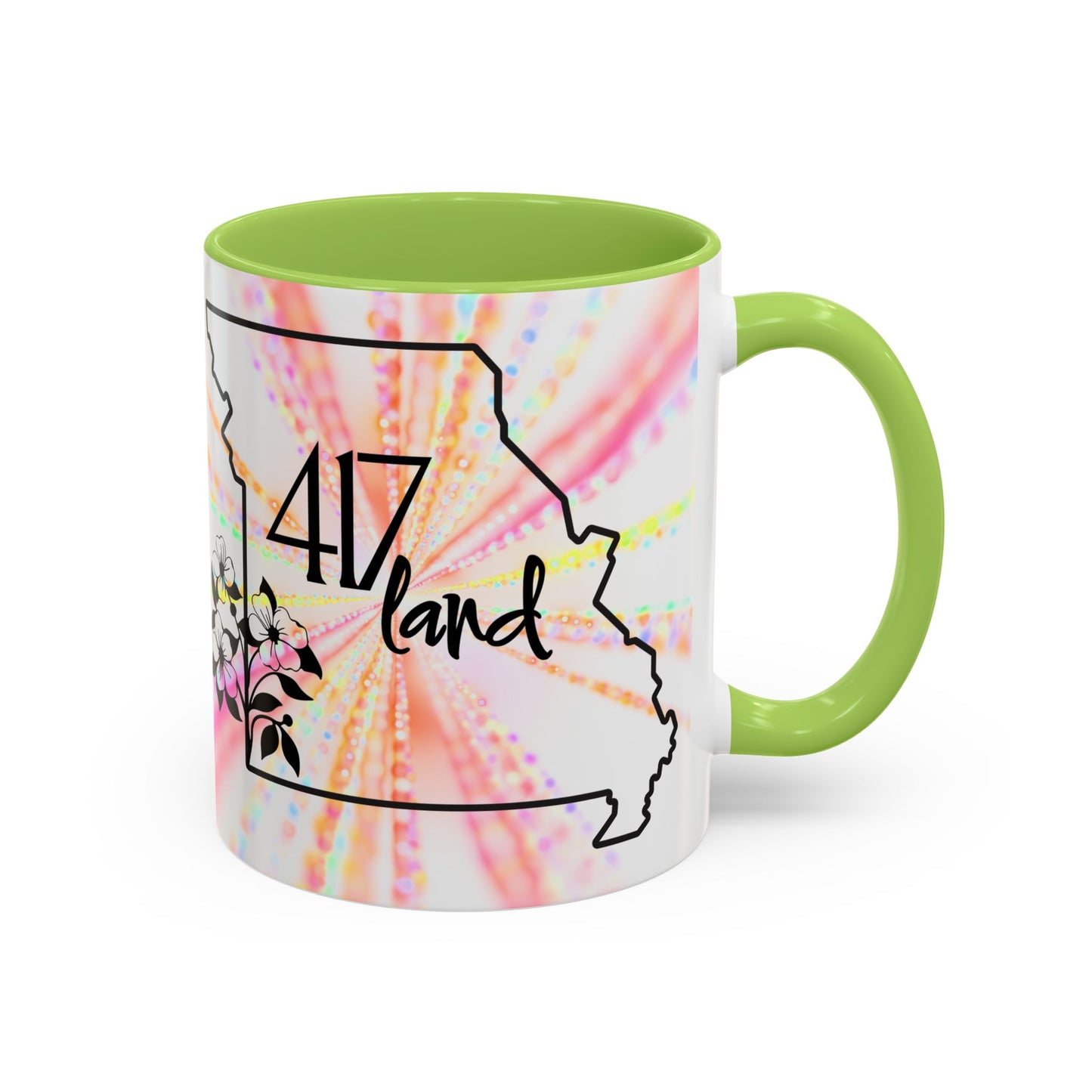 417 Land Missouri Coffee Mug — Floral State Outline Accent Mug (11/15 oz)
