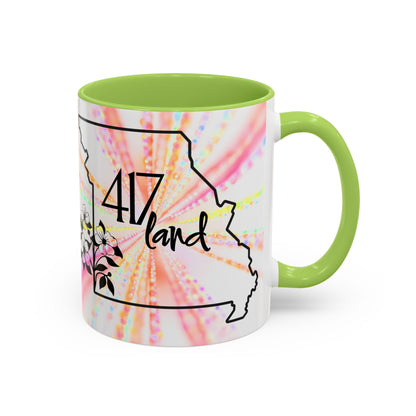 417 Land Missouri Coffee Mug — Floral State Outline Accent Mug (11/15 oz)