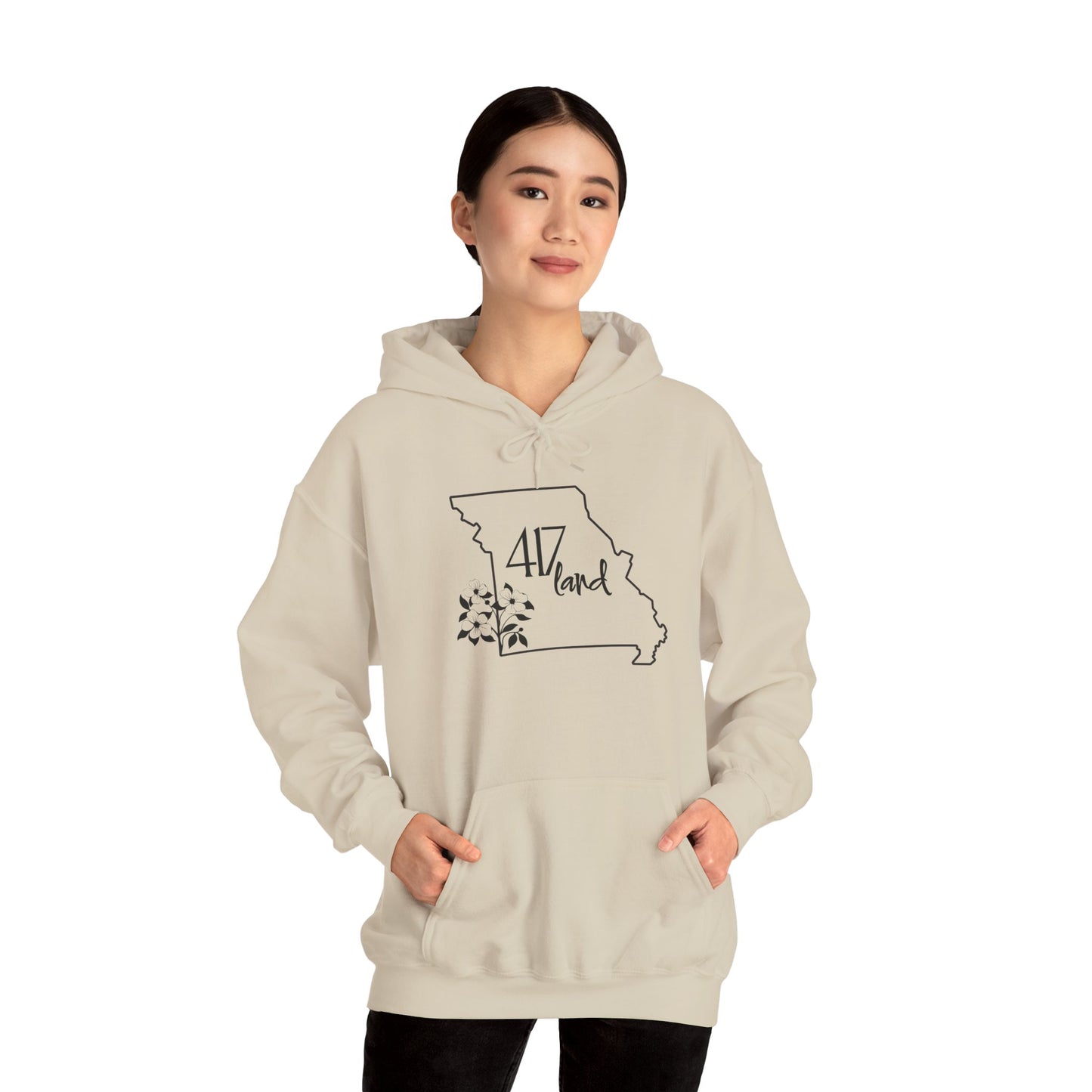 Missouri 417 Land Hoodie — Floral State Outline Sweatshirt