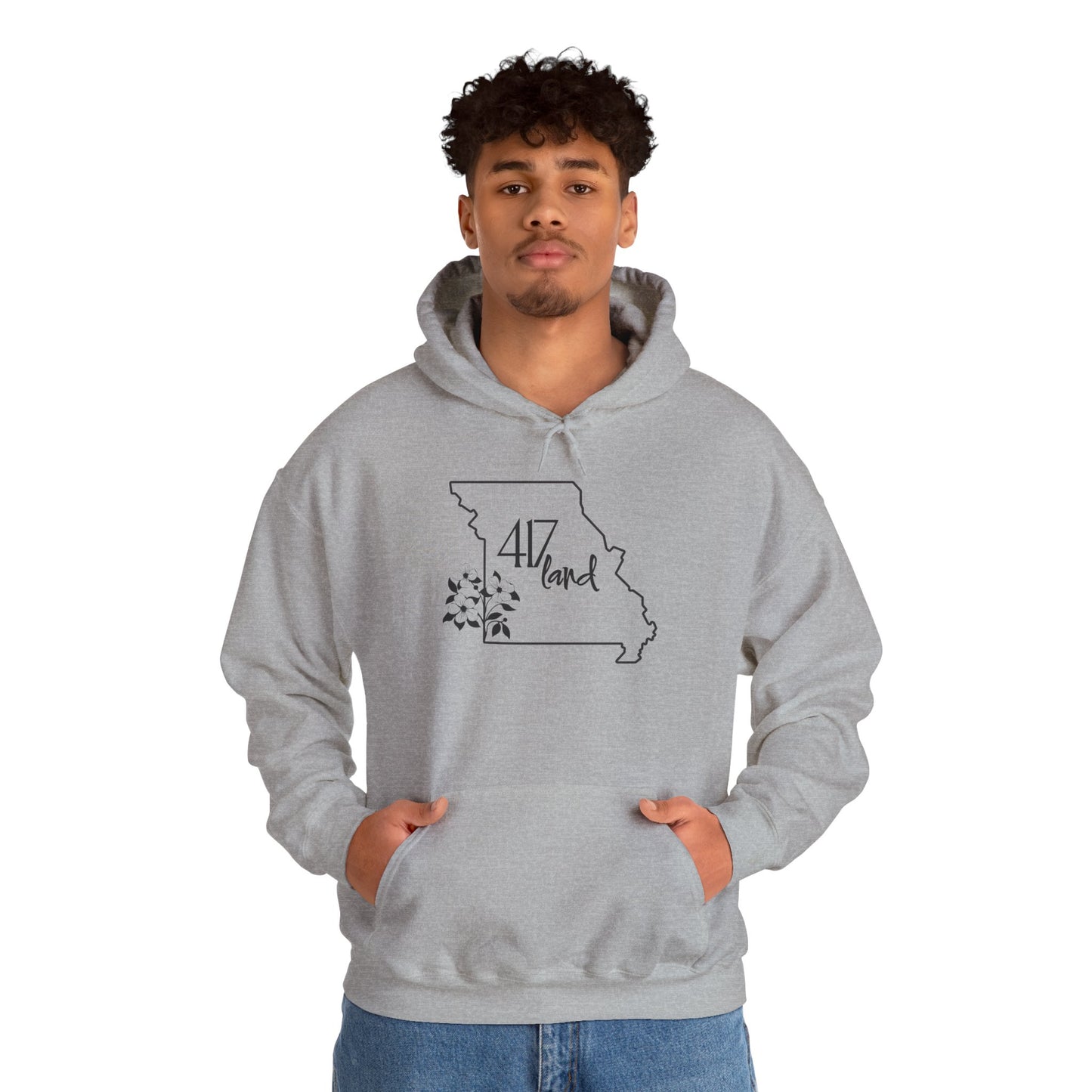 Missouri 417 Land Hoodie — Floral State Outline Sweatshirt