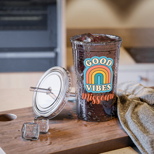 Acrylic Cup with Good Vibes Rainbow Missouri Travel Tumbler