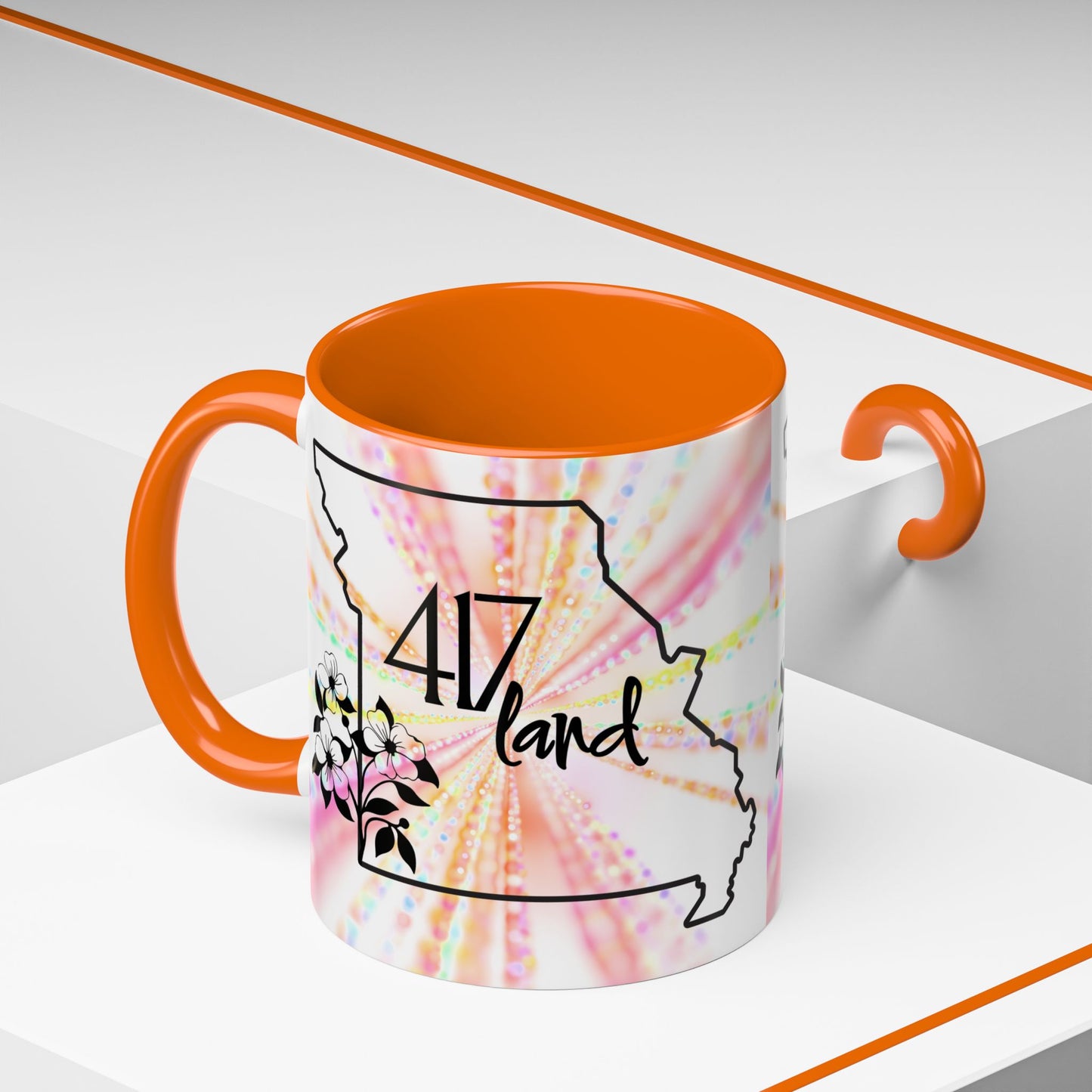 417 Land Missouri Coffee Mug — Floral State Outline Accent Mug (11/15 oz)