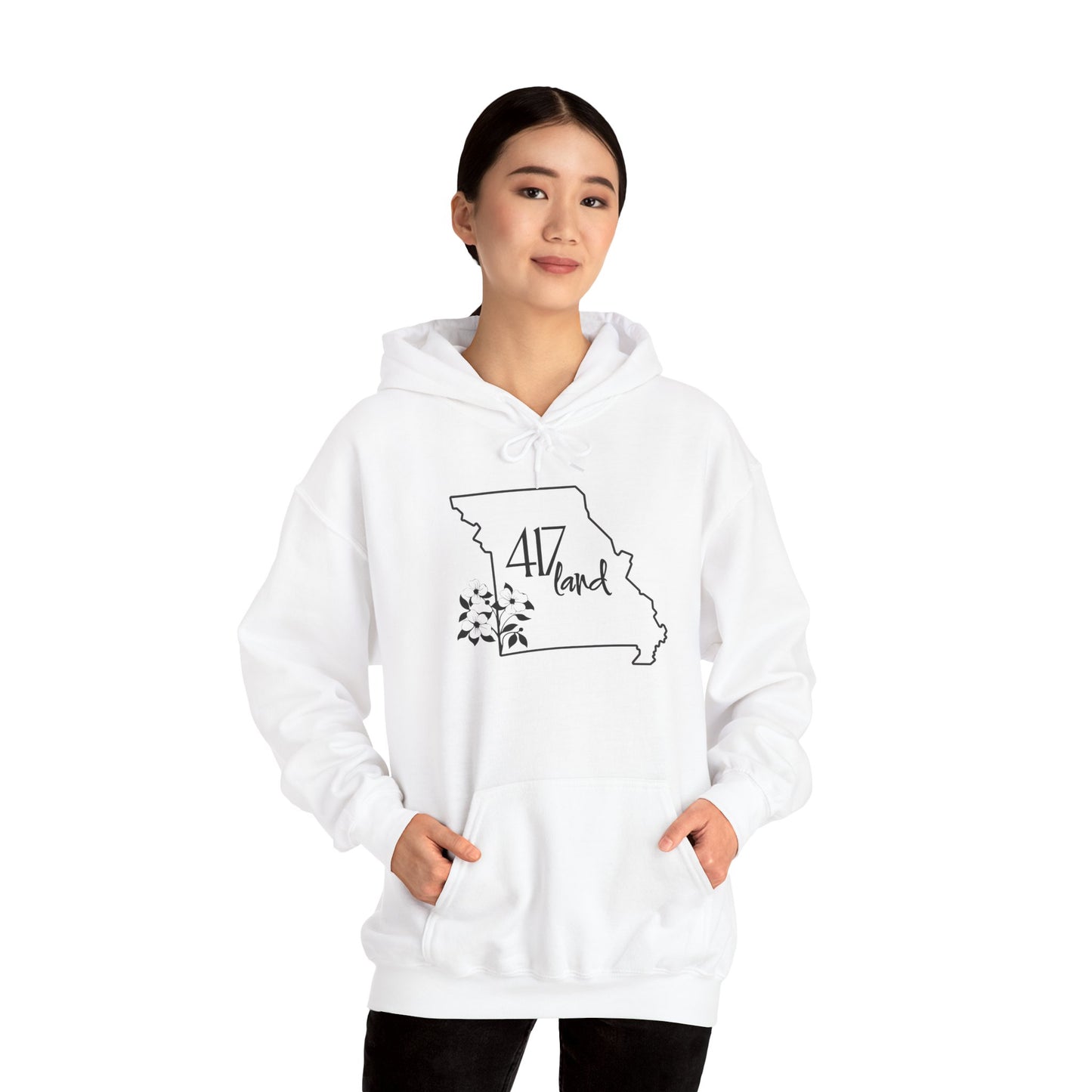 Missouri 417 Land Hoodie — Floral State Outline Sweatshirt