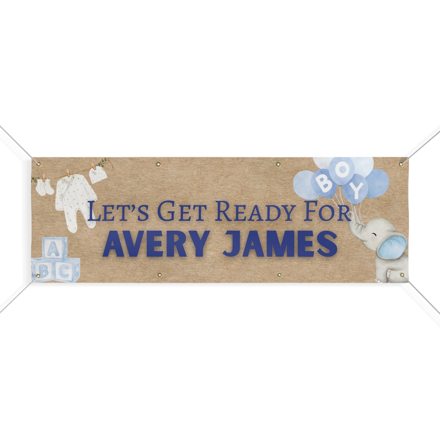 Personalizable Boys Baby Shower Banner — Soft Blue Watercolor