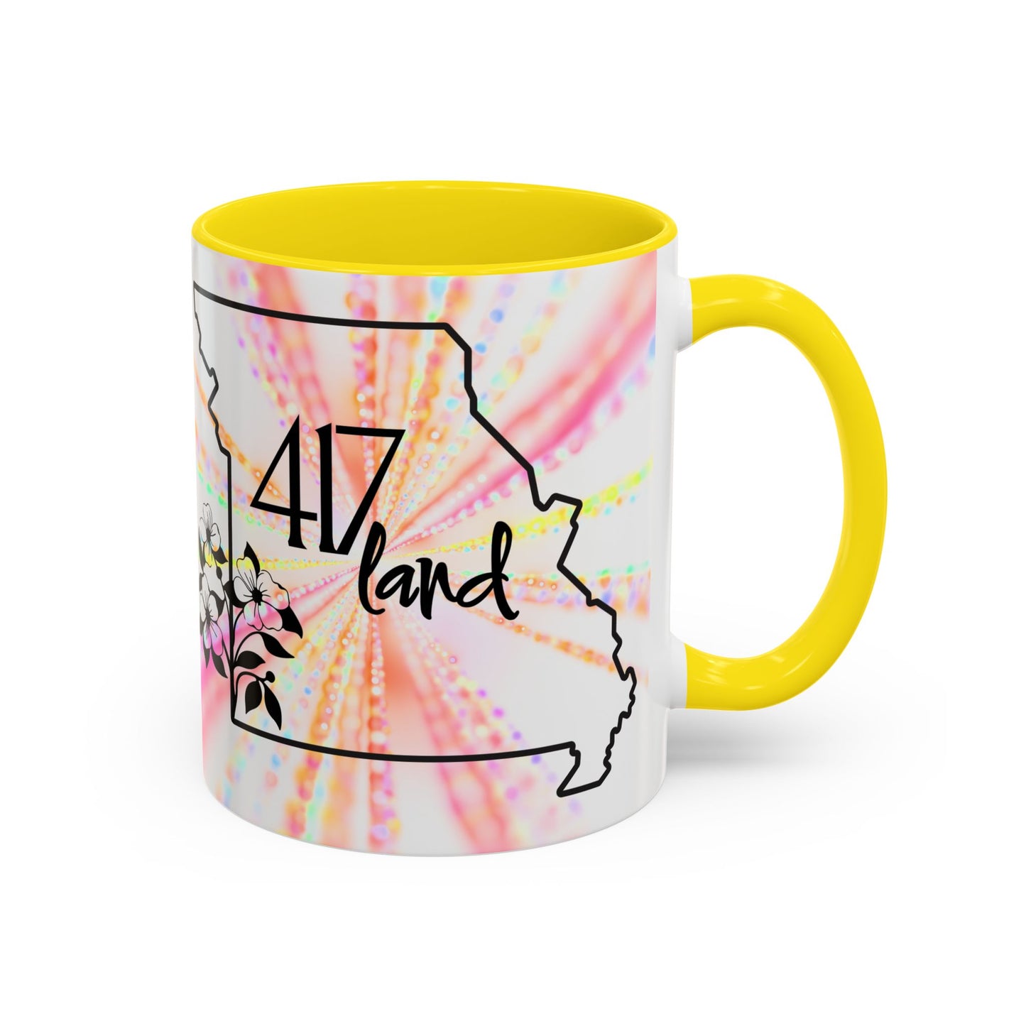417 Land Missouri Coffee Mug — Floral State Outline Accent Mug (11/15 oz)