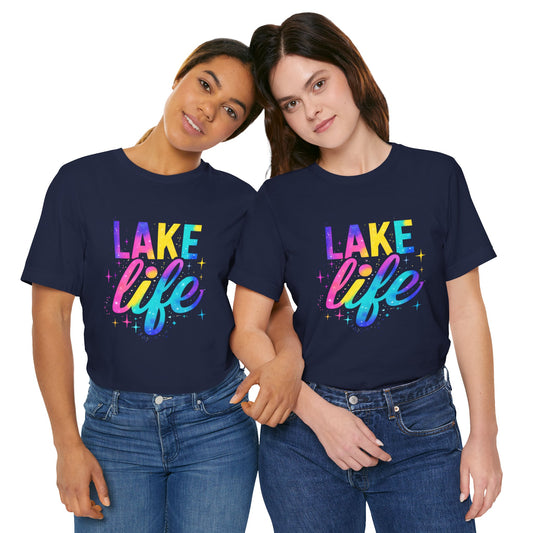 Lake Life Rainbow Sparkle T-Shirt Summer Vibes in 8 Colors!