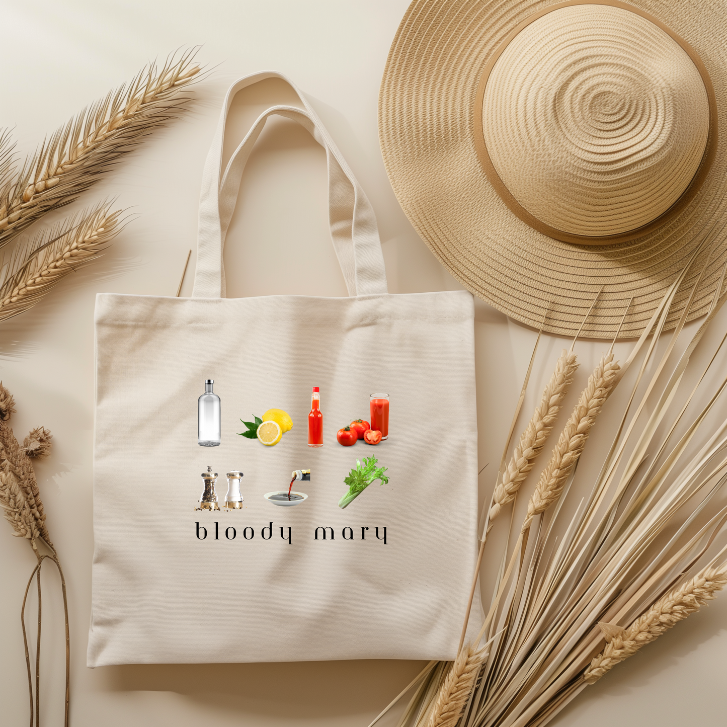 Bloody Mary Tote Bag - Fun Gift for Cocktail Lovers, Durable Beach Bag, Perfect for Brunch, Weekend Getaways, Kitchen Decor, 90s, Nineties