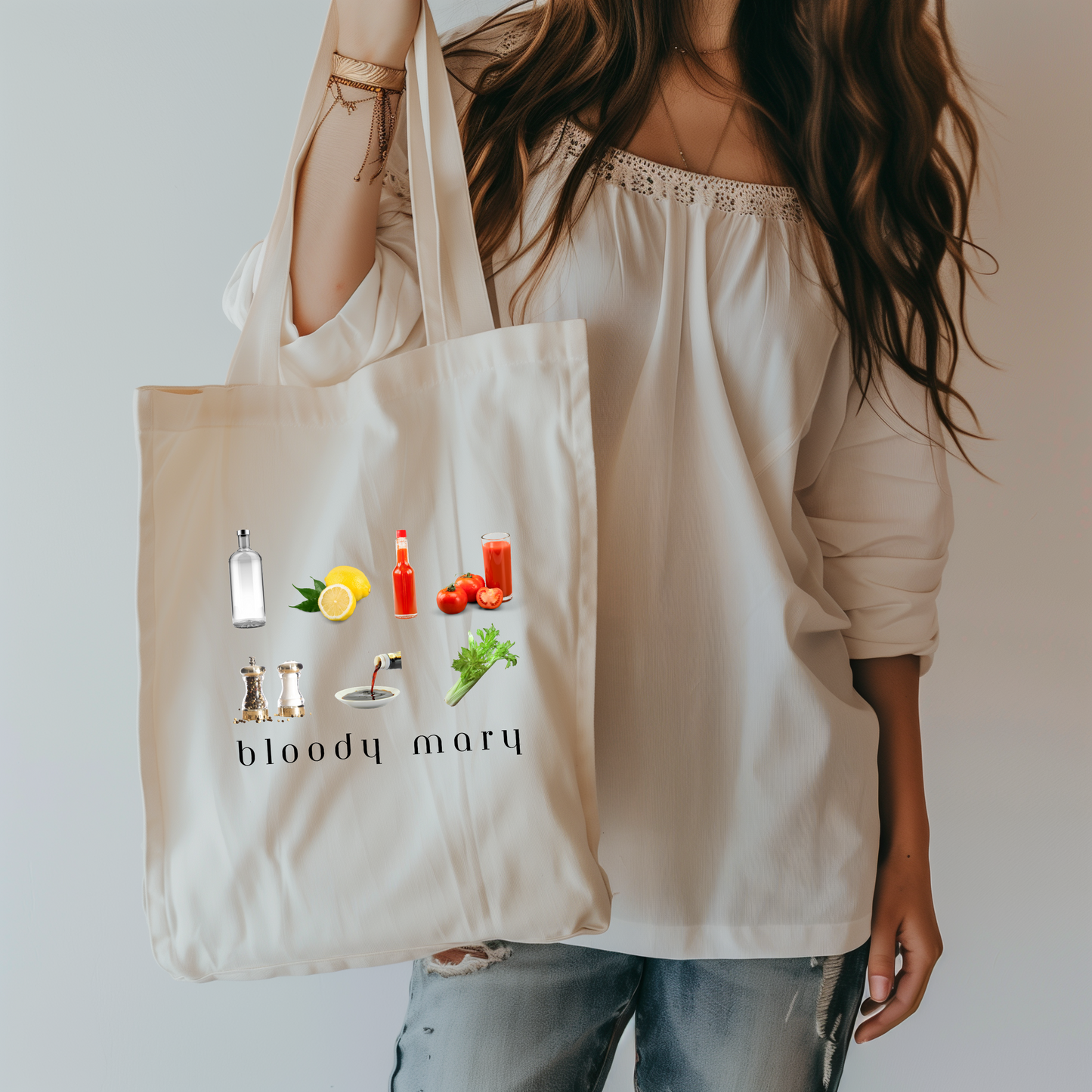 Bloody Mary Tote Bag - Fun Gift for Cocktail Lovers, Durable Beach Bag, Perfect for Brunch, Weekend Getaways, Kitchen Decor, 90s, Nineties