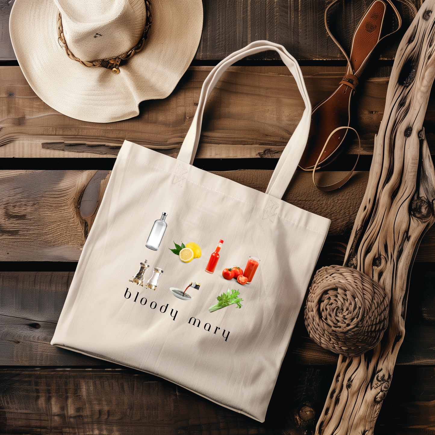 Bloody Mary Tote Bag - Fun Gift for Cocktail Lovers, Durable Beach Bag, Perfect for Brunch, Weekend Getaways, Kitchen Decor, 90s, Nineties
