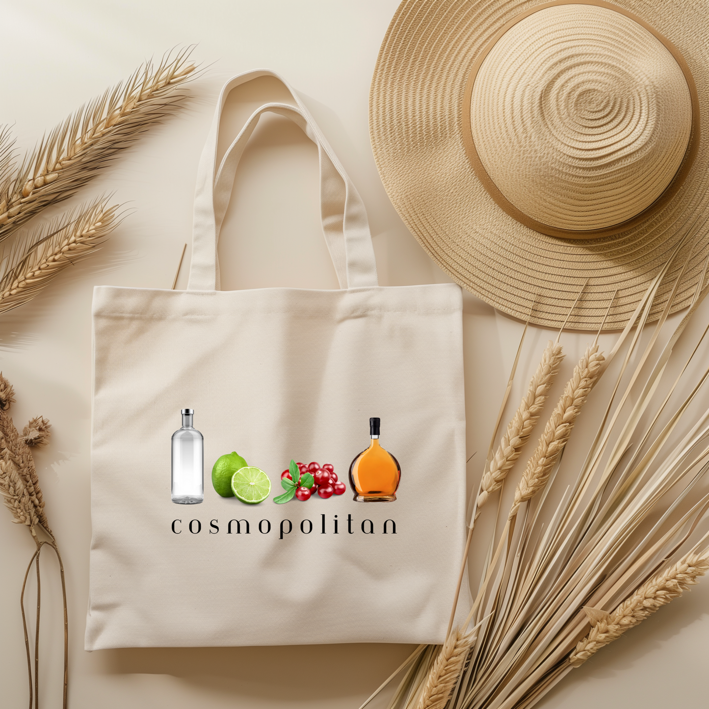 Cosmopolitan Cocktail Tote Bag, Perfect for Parties, Bar Accessory, Beach Bag, Gift for Friends, Cocktail Lover Gift, 90s, Nineties