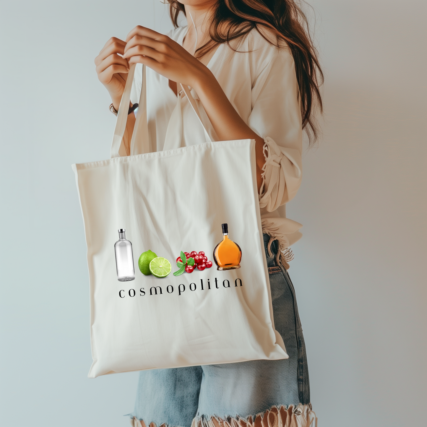 Cosmopolitan Cocktail Tote Bag, Perfect for Parties, Bar Accessory, Beach Bag, Gift for Friends, Cocktail Lover Gift, 90s, Nineties