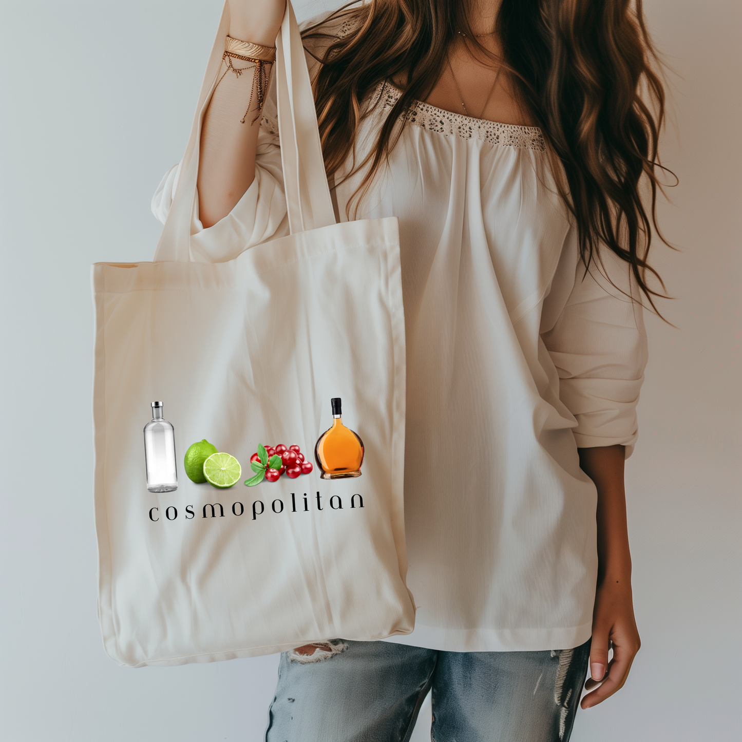 Cosmopolitan Cocktail Tote Bag, Perfect for Parties, Bar Accessory, Beach Bag, Gift for Friends, Cocktail Lover Gift, 90s, Nineties