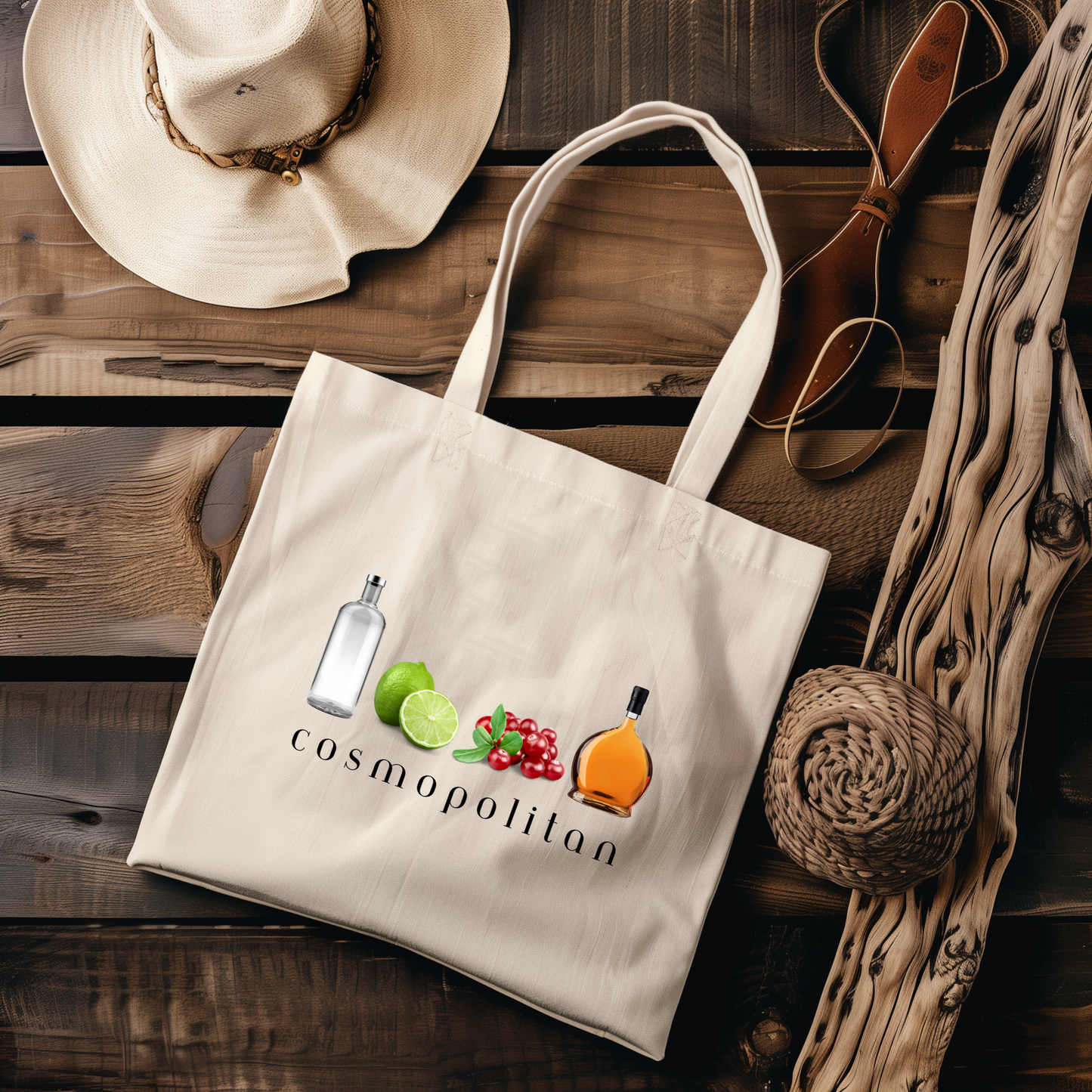 Cosmopolitan Cocktail Tote Bag, Perfect for Parties, Bar Accessory, Beach Bag, Gift for Friends, Cocktail Lover Gift, 90s, Nineties
