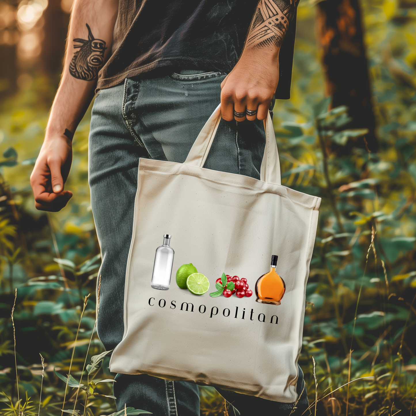 Cosmopolitan Cocktail Tote Bag, Perfect for Parties, Bar Accessory, Beach Bag, Gift for Friends, Cocktail Lover Gift, 90s, Nineties