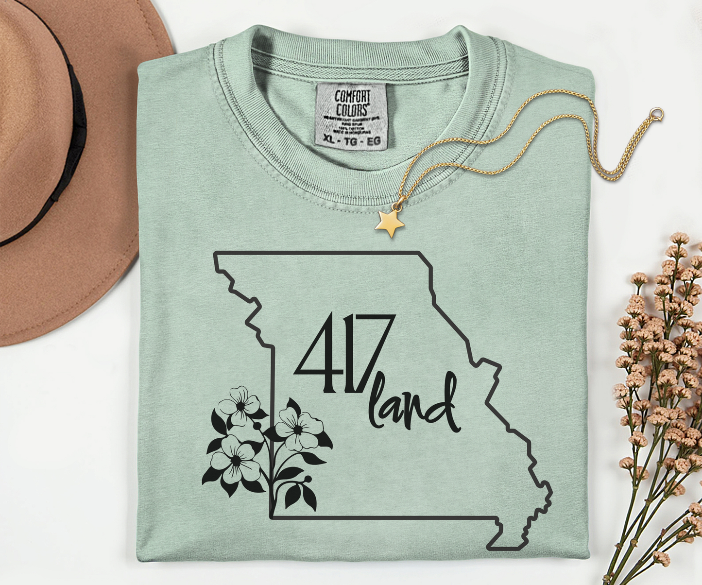 Missouri 417 Land T-Shirt — State Outline Floral Graphic Tee