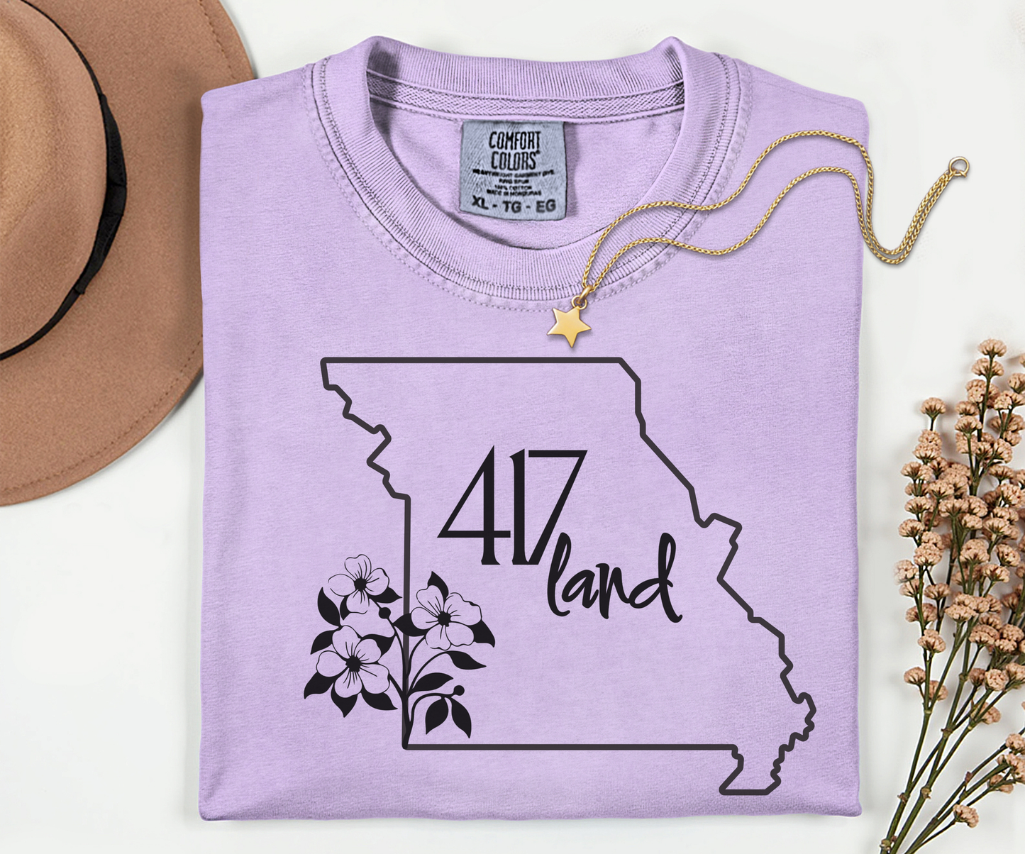 Missouri 417 Land T-Shirt — State Outline Floral Graphic Tee