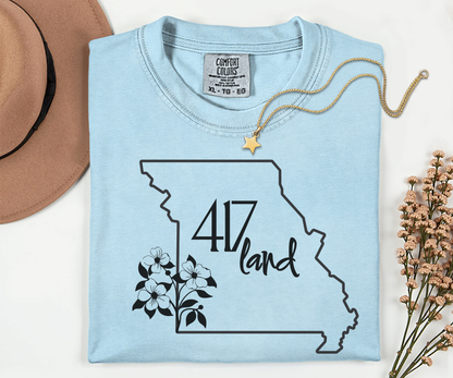 Missouri 417 Land T-Shirt — State Outline Floral Graphic Tee