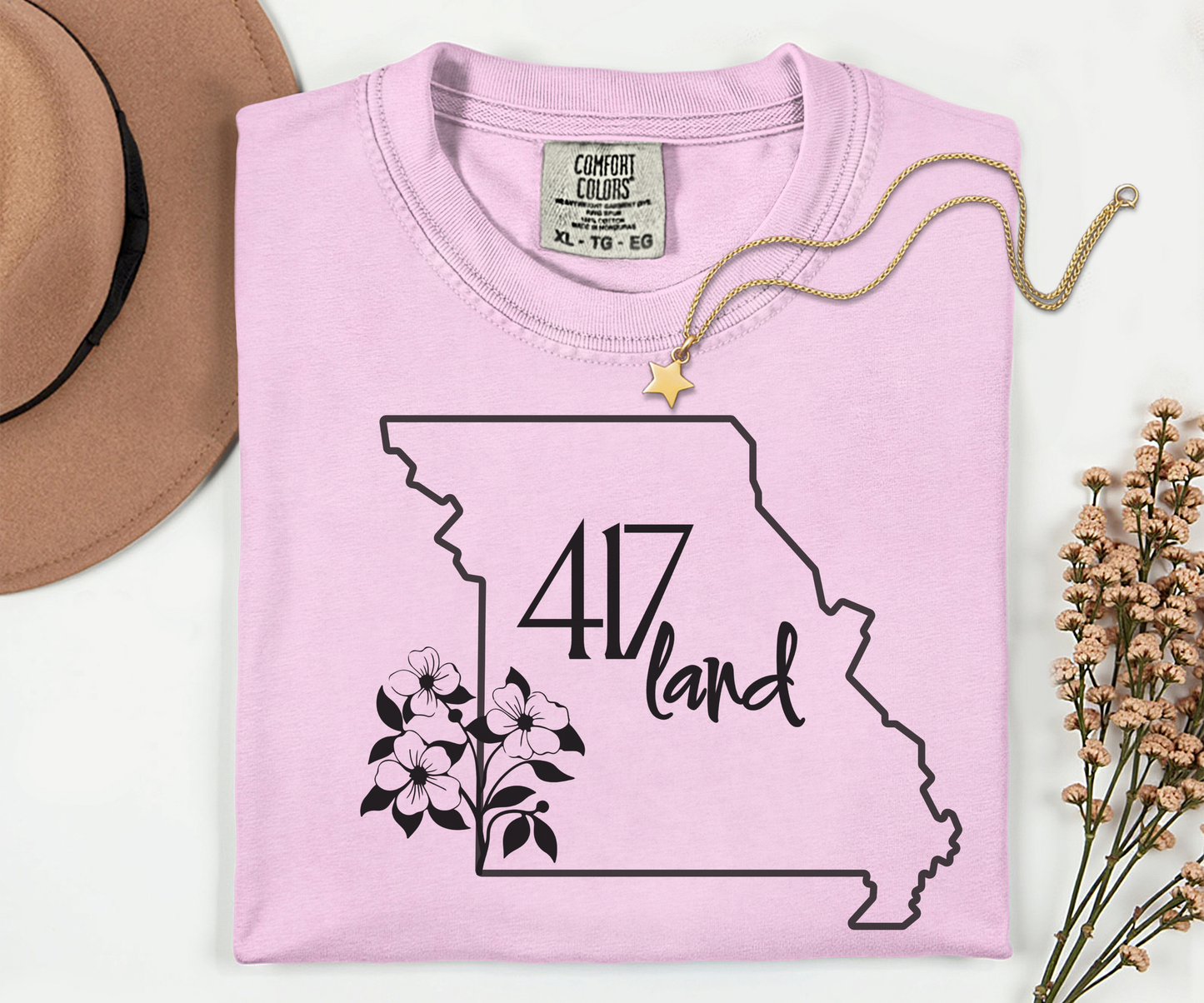 Missouri 417 Land T-Shirt — State Outline Floral Graphic Tee
