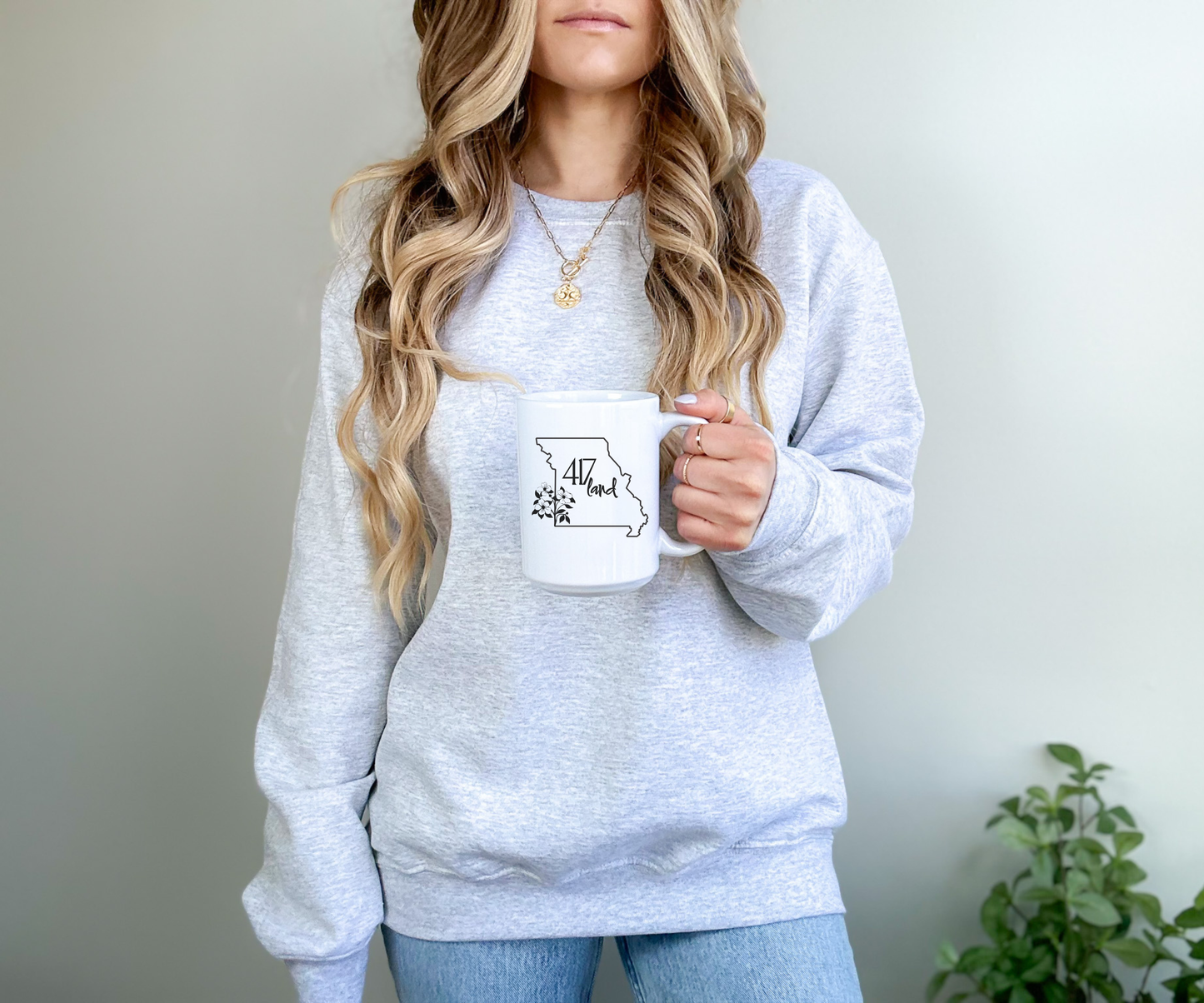 Missouri 417 Land Coffee Mug — 11oz State Outline with Floral Accent