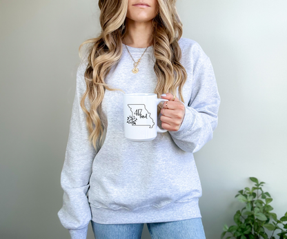Missouri 417 Land Coffee Mug — 11oz State Outline with Floral Accent