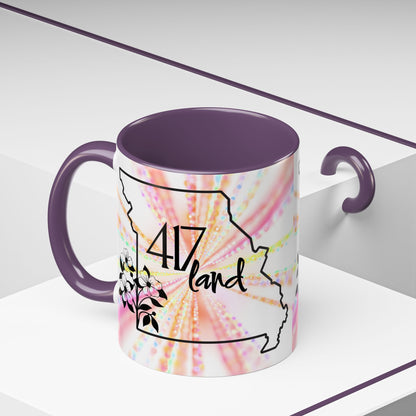 417 Land Missouri Coffee Mug — Floral State Outline Accent Mug (11/15 oz)