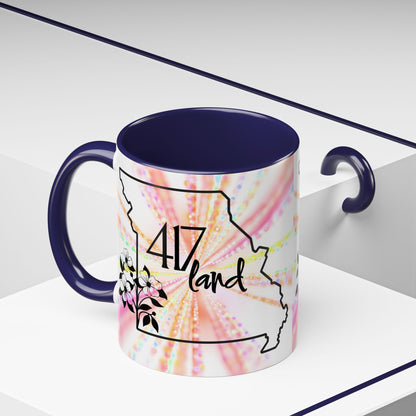 417 Land Missouri Coffee Mug — Floral State Outline Accent Mug (11/15 oz)