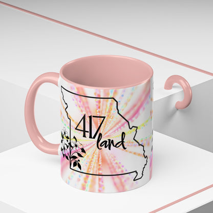 417 Land Missouri Coffee Mug — Floral State Outline Accent Mug (11/15 oz)