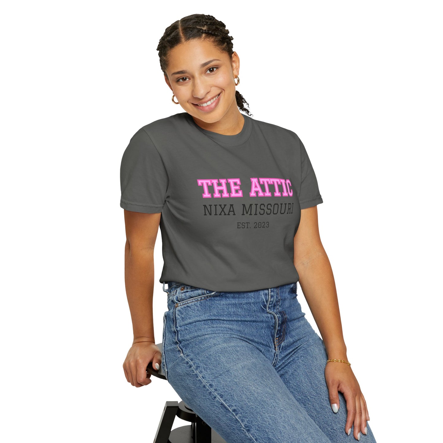 The Attic Nixa Missouri T-Shirt — Vintage Local Boutique Tee (Est. 2023)
