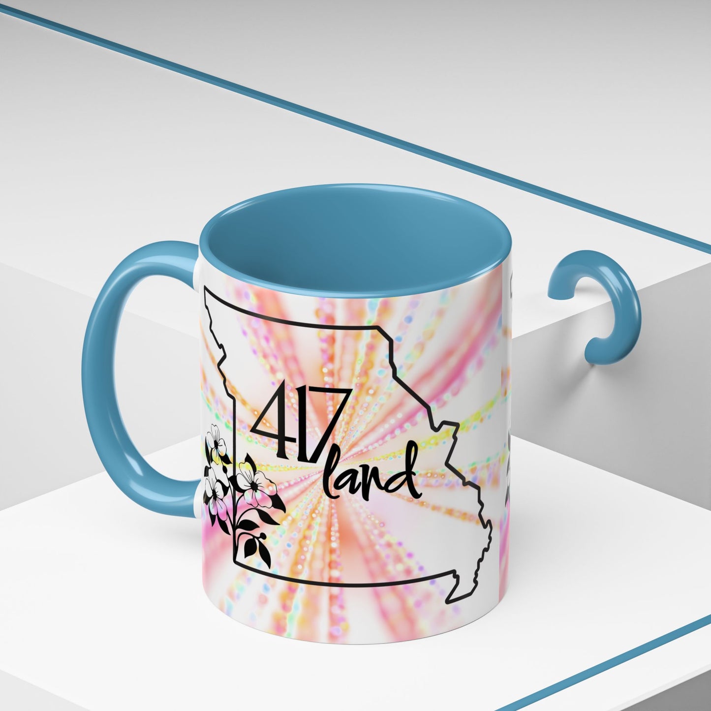 417 Land Missouri Coffee Mug — Floral State Outline Accent Mug (11/15 oz)