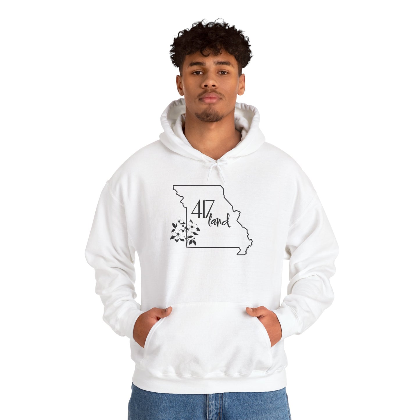 Missouri 417 Land Hoodie — Floral State Outline Sweatshirt