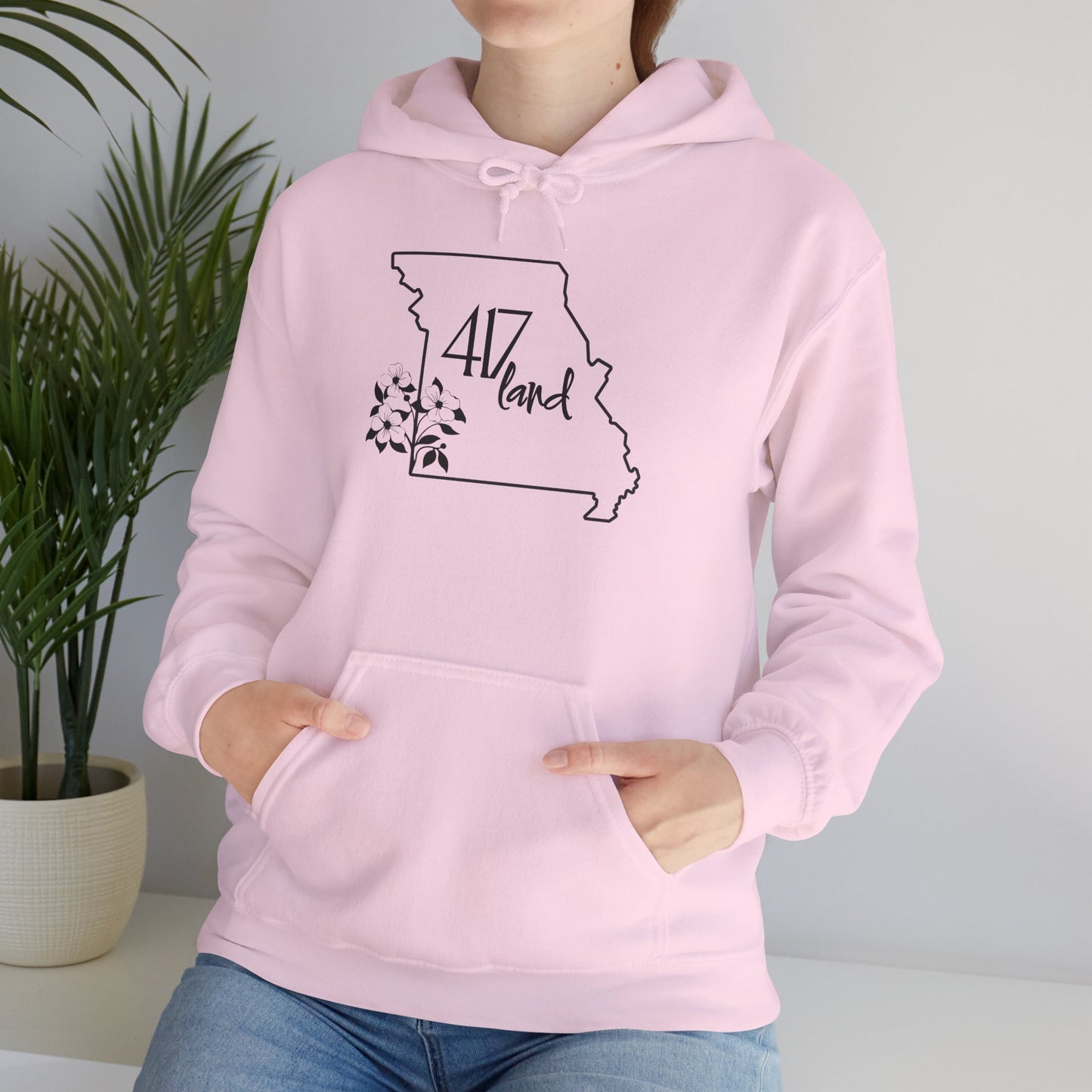 Missouri 417 Land Hoodie — Floral State Outline Sweatshirt