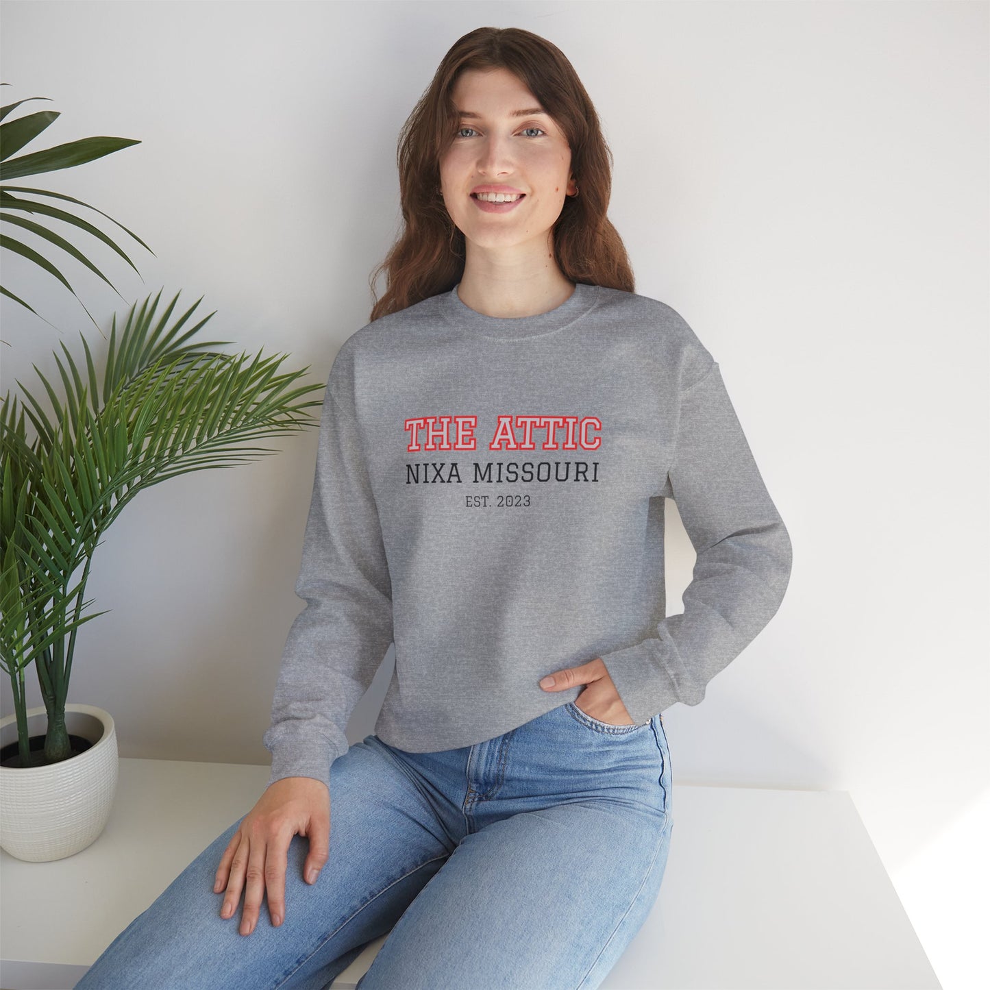 Crewneck Sweatshirt — "The Attic" Nixa Missouri Vintage Campus Pullover